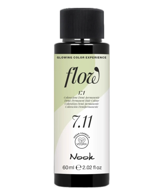 NOOK Краска для волос FLOW demi-permanent hair colour, тон 7.11 (русый интенсивный пепельный), 60мл