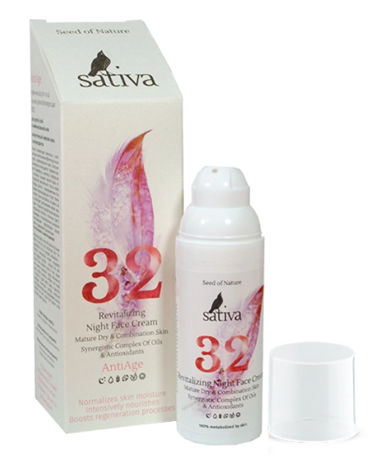 Sativa Крем-маска для лица ночная ревитализирующая №32, 50мл