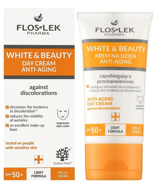 Floslek Крем дневной антивозрастной для защиты от изменений тона кожи SPF 50+ WHITE & BEAUTY DAY CREAM ANTI-AGING AGAINST DISCOLORATIONS, 30мл (2)