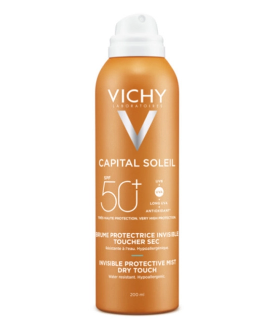 VICHY Солнцезащитный спрей-вуаль легкий для лица и тела увлажняющий SPF 50, 200мл