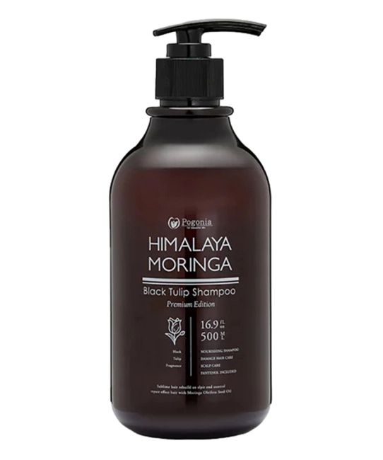POGONIA Шампунь с маслом моринги для себорегуляции кожи головы и интенсивного блеска волос "Черный тюльпан", 500мл