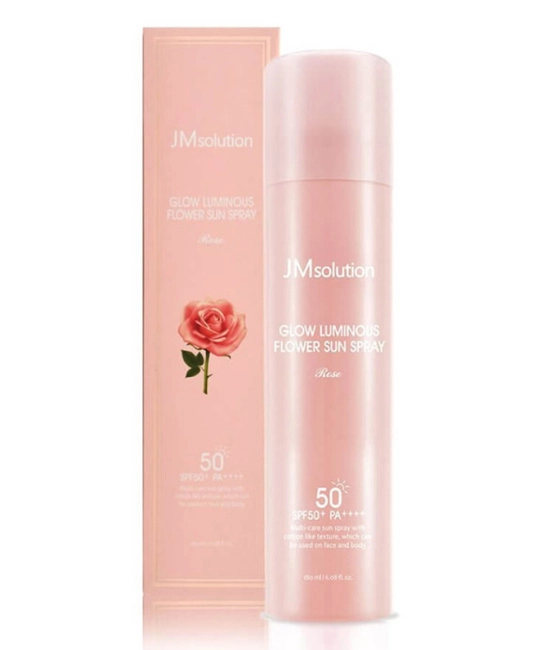 JM Solution Спрей солнцезащитный с экстрактом розы GLOW LUMINOUS FLOWER SUN SPRAY ROSЕ, 180мл (1)