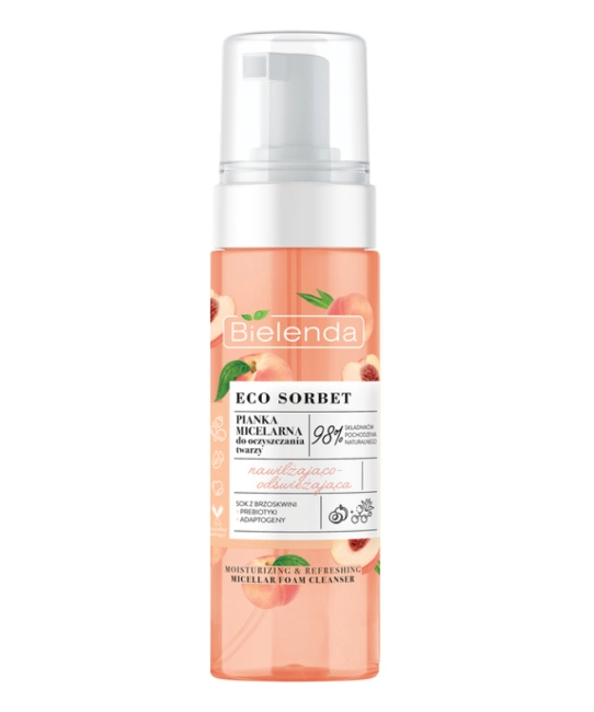 Bielenda Пенка мицеллярная очищающая увлажнение и освежение ECO SORBET Peach, 150мл