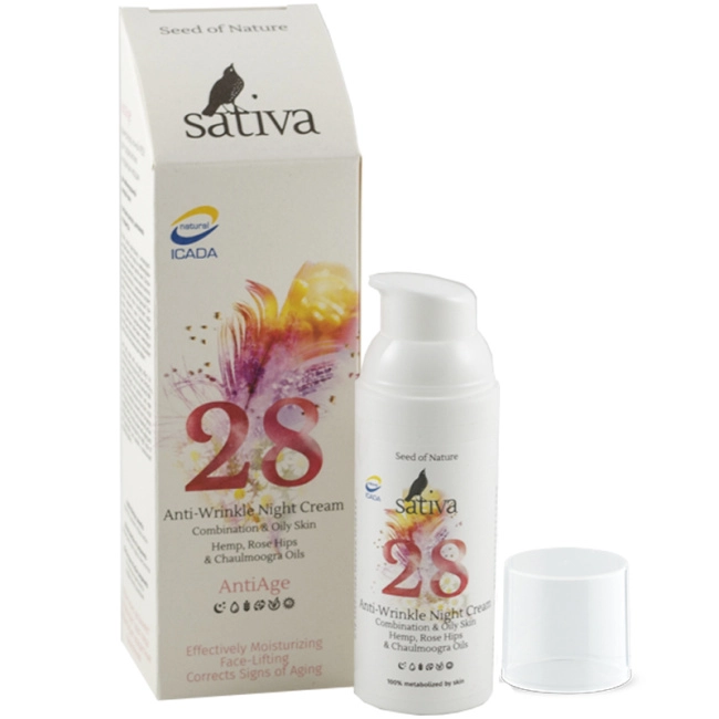Sativa Ночной крем-флюид №28 для профилактики и коррекции морщин, 50мл