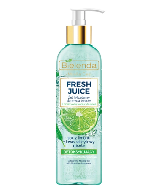 Bielenda Гель для умывания лица мицеллярный детоксифицирующий FRESH JUICE Лайм, 190г