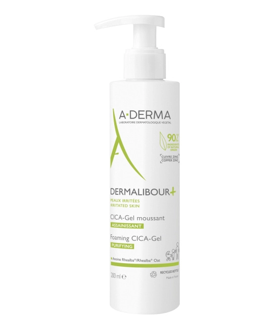 A-DERMA Гель очищающий пенящийся DERMALIBOUR+ CICA, 200мл