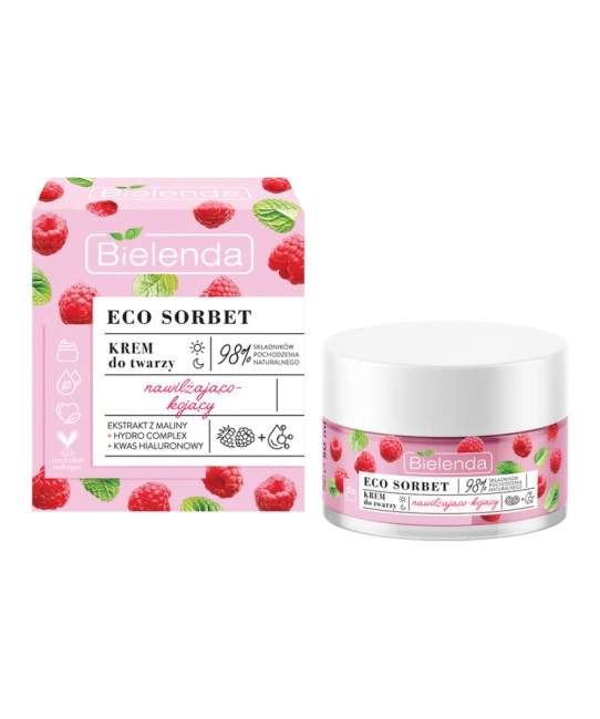 Bielenda Крем для лица увлажняющий и успокаивающий ECO SORBET Raspberry, 50мл (1)