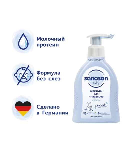 Sanosan Шампунь для младенцев с молочным протеином, 200мл (1)