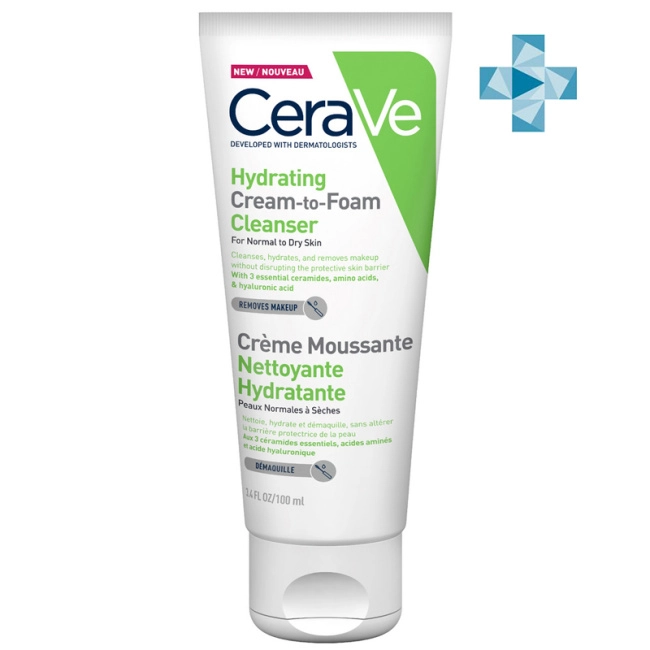 CeraVe Увлажняющий крем-пенка для умывания лица, 100мл