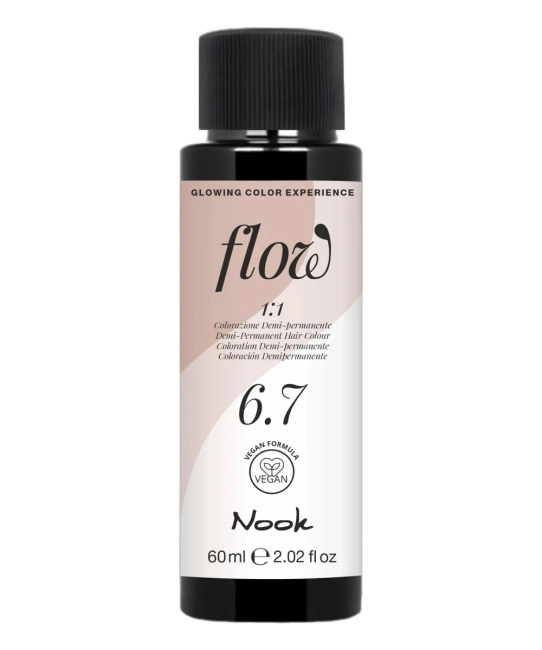 NOOK Краска для волос FLOW demi-permanent hair colour, тон 6.7 (тёмно-русый коричневый), 60мл