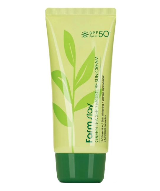 FarmStay Солнцезащитный увлажняющий крем с семенами зеленого чая SPF 50/PA+++, 70г