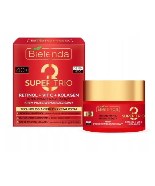 Bielenda Крем против морщин интенсивно увлажняющий 40+ SUPER TRIO RETINOL + VIT C + KOLAGEN, 50мл (1)