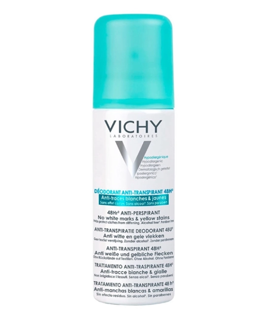 VICHY Дезодорант-антиперспирант спрей против белых и желтых пятен 48ч, 125мл