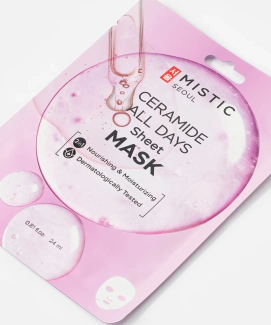 MISTIC CERAMIDE ALL DAYS Sheet mask Тканевая маска для лица с керамидами, 24мл (1)