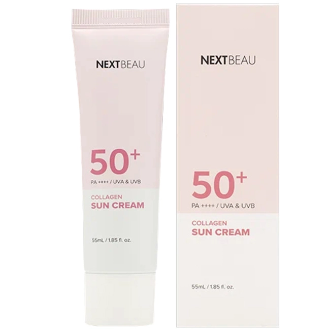 NEXTBEAU Солнцезащитный омолаживающий крем с коллагеном SPF 50+ / PA++++, 55мл