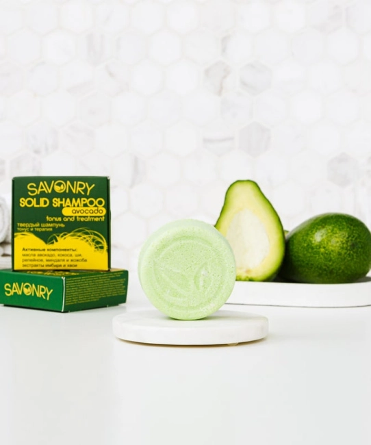 SAVONRY Шампунь твердый АВОКАДО (тонус), 75гр (3)