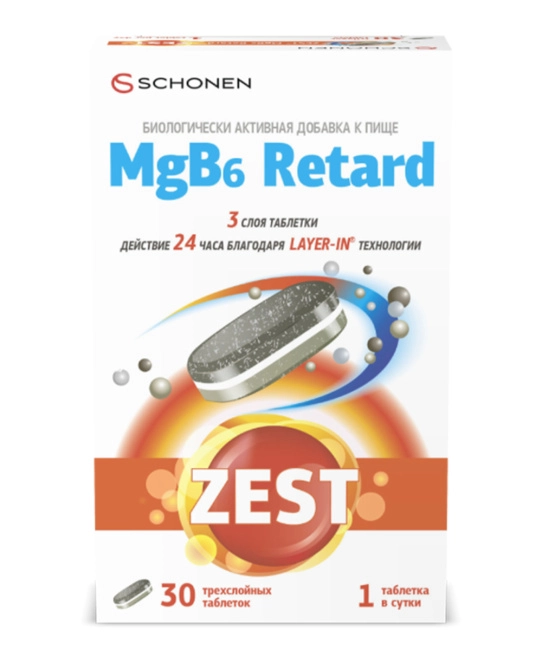 ZEST Магний B6 (MgB6) Retard трехслойные таблетки №30 (30 табл.)