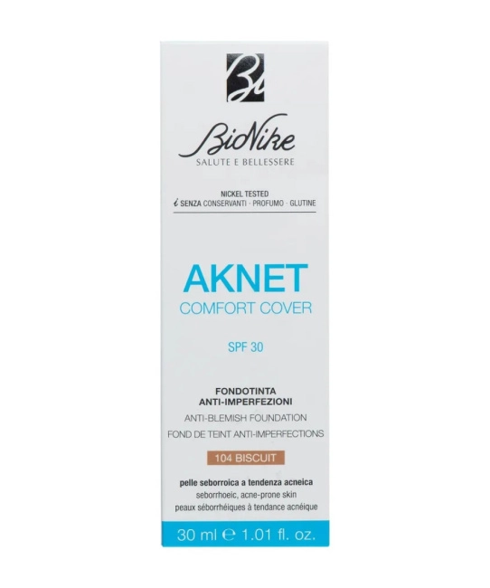 BioNike Тональная основа, маскирующая несовершенства кожи AKNET Comfort Cover 104 biscuit, 30мл (1)