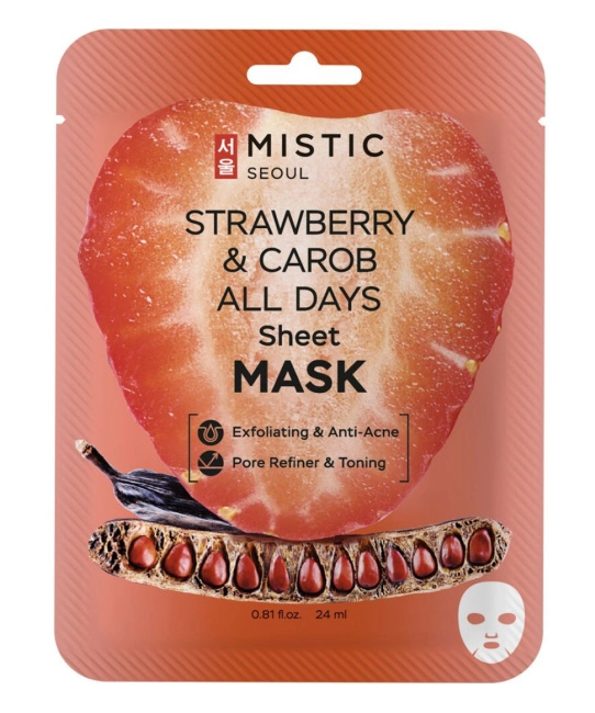 MISTIC MISTIC STRAWBERRY AND CAROB ALL DAYS Sheet MASK Тканевая маска для лица с экстрактами клубники, 24 мл	, 24мл