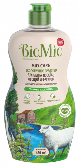 BioMio Средство для мытья посуды экологичное "Мята", 450мл