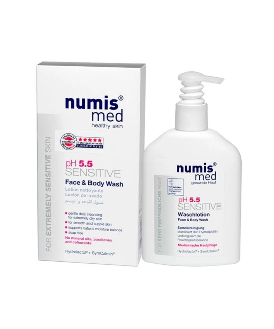 Numis med Гель очищающий для лица и тела с пантенолом для чувствительной кожи pH 5,5 SENSITIVE, 200мл