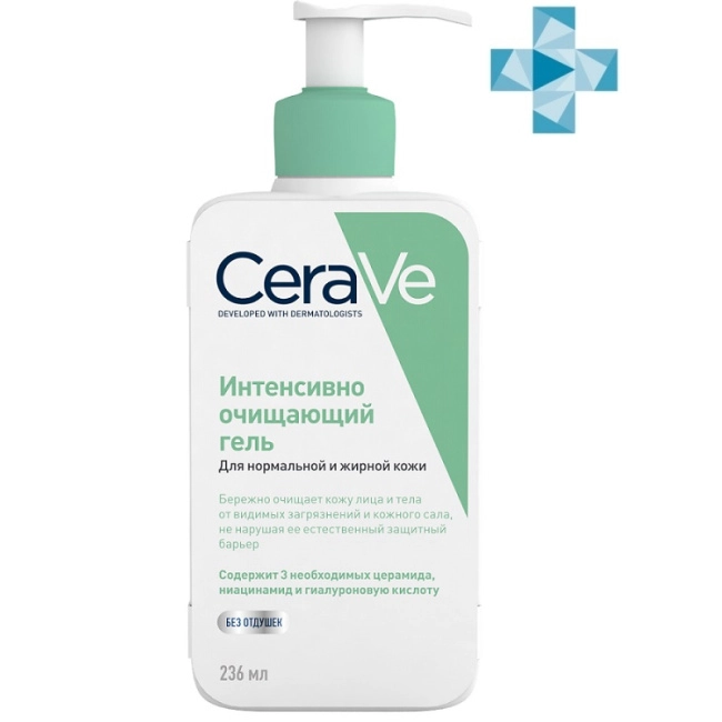 CeraVe Гель очищающий для нормальной и жирной кожи лица и тела, 236мл