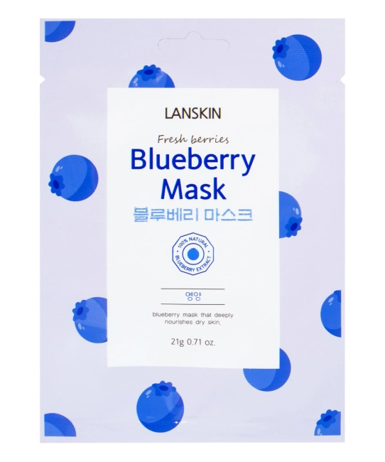 Lanskin  Тканевая маска для лица с голубикой, 21г