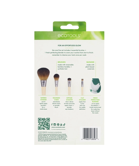EcoTools Набор кистей и спонж для макияжа The Core Five, 5шт (7)