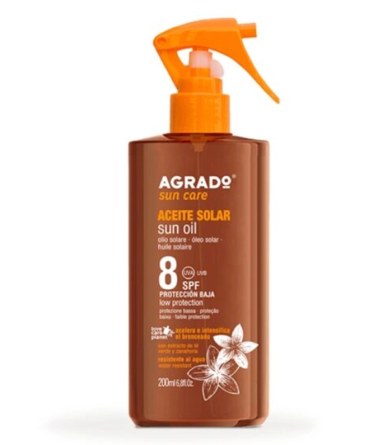 Agrado Солнцезащитное масло для загара SPF 8, 200