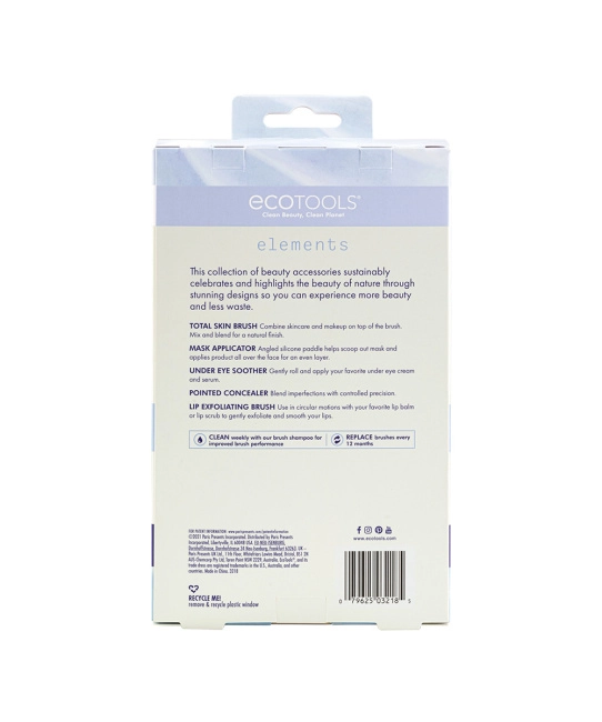 EcoTools Набор кистей для макияжа и нанесения уходовых средств Elements, 5шт (3)