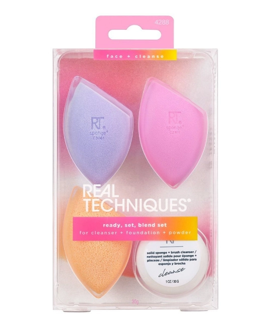 Real Techniques Набор спонжей для макияжа и очищения кожи Chroma Ready, 4шт