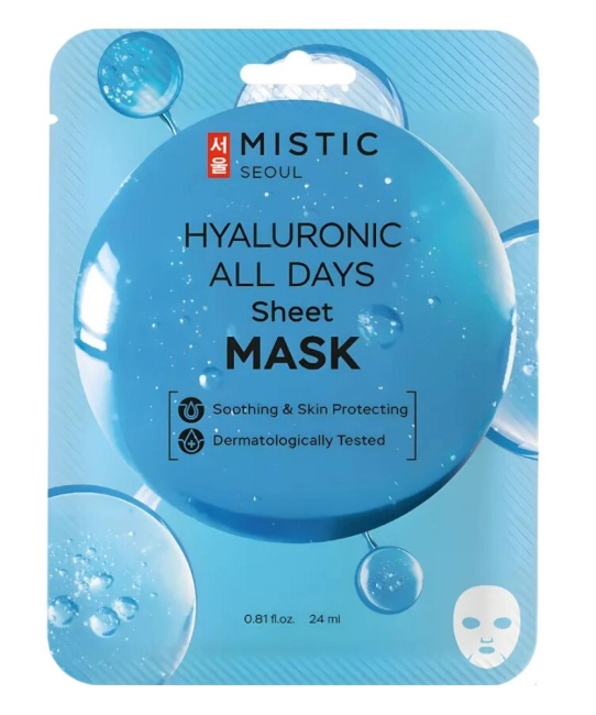 MISTIC MISTIC HYALURONIC ALL DAYS Sheet mask Тканевая маска для лица с гиалуроновой кислотой, 24мл	, 24мл