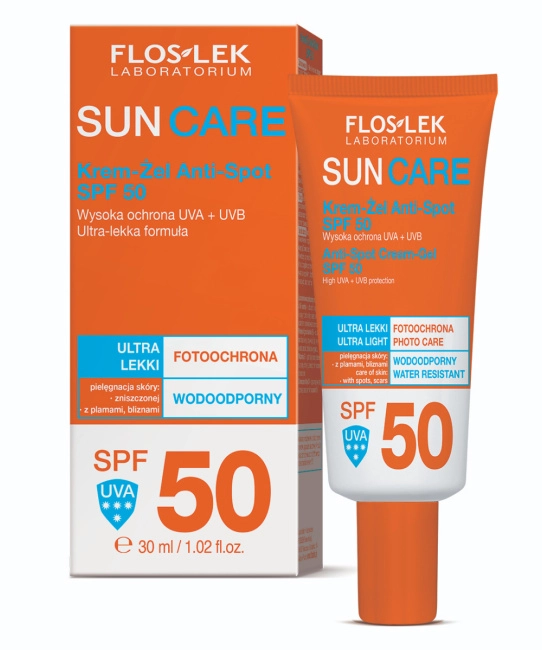 Floslek Солнцезащитный крем-гель против пигментации SPF 50, 30мл