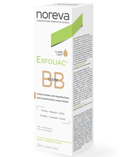 Noreva BB крем для лица, светлый тон, Exfoliac, 30мл (1)