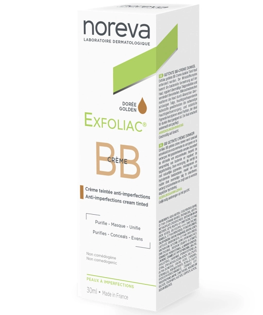 Noreva BB крем для лица, золотистый тон, Exfoliac, 30мл (1)