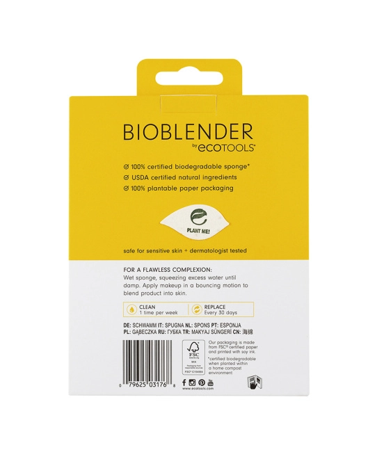 EcoTools Набор спонжей для макияжа биоразлагаемые Bioblender, 3шт (4)
