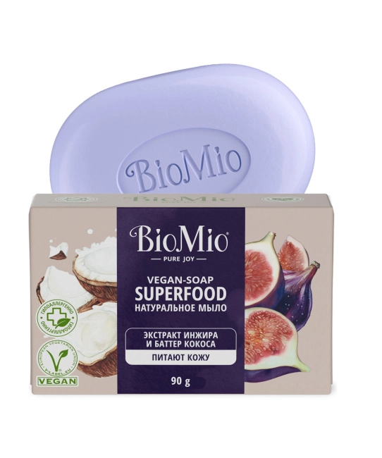 BioMio Мыло натуральное с экстрактом Инжира и баттером Кокоса, 90г (1)