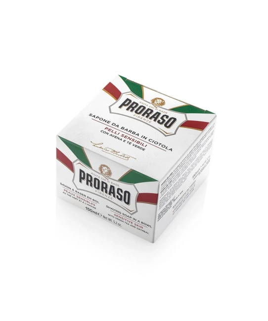 PRORASO Мыло для бритья для чувствительной кожи с зеленым чаем и овсом, 150мл (1)